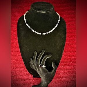 Judith Ripka 925 Sterling Silver Necklace & Ring Set item#0058